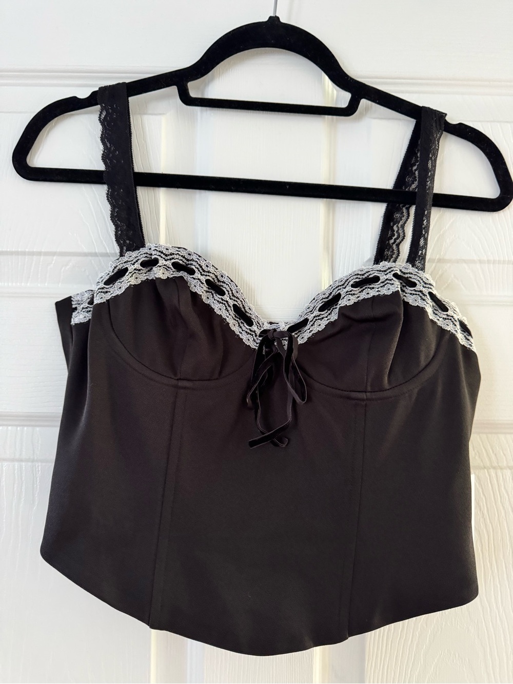 Astr Black Bustier Cami with White Lace